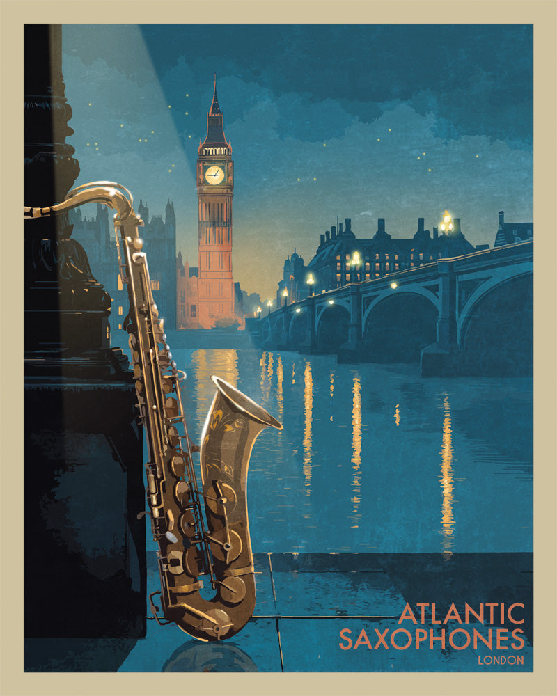 Atlantic London Westminster Saxophone Print | Jazz Poster